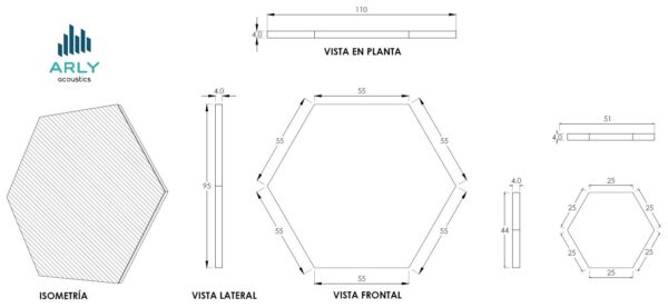 Panel Absorbente/Resonador Hexagonal Soft Acoustics Cover Arly Acoustics 4cm 110cmx95cm - Image 6